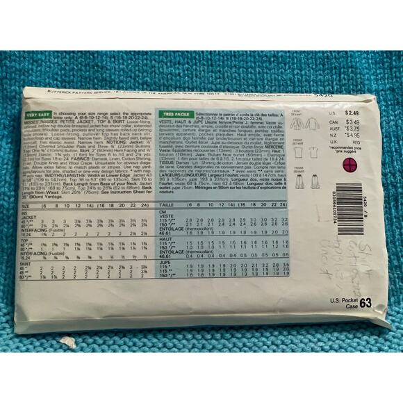 Butterick Sewing pattern 5420 suit top skirt sz 16-22 - Picture 4 of 8